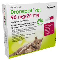 DRONSPOT VET 96/24 mg paikallisvaleluliuos (suurille kissoille)2x1,12 ml
